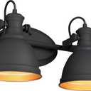 Industrial Bathroom Vanity Light Fixture, 2-Light Wall Mounted Vanity Lamp Over Mirror, Black Metal Frame, AD-2151-2W