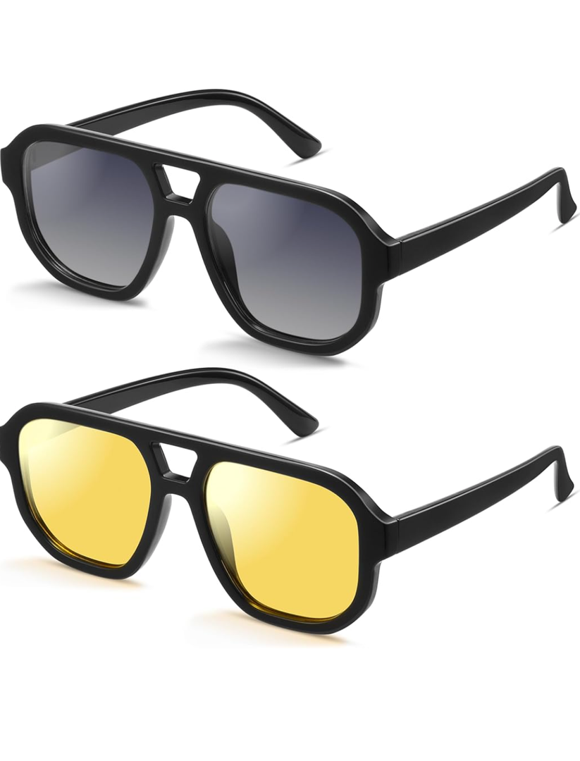 livho Trendy Polarized Square Aviator Sunglasses Women Men Square Eyewear Frame, Retro Sun Glasses for Women Men 2025 Shades