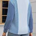 Womens Long Sleeve Tops Color Block Crewneck Knitted Casual Pullover Sweatshirt Loose Fit Fall Clothes (S)