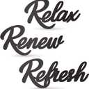 3 Pieces Bathroom Decor Wooden Bathroom Sign,Relax Refresh Sign (Black-large)