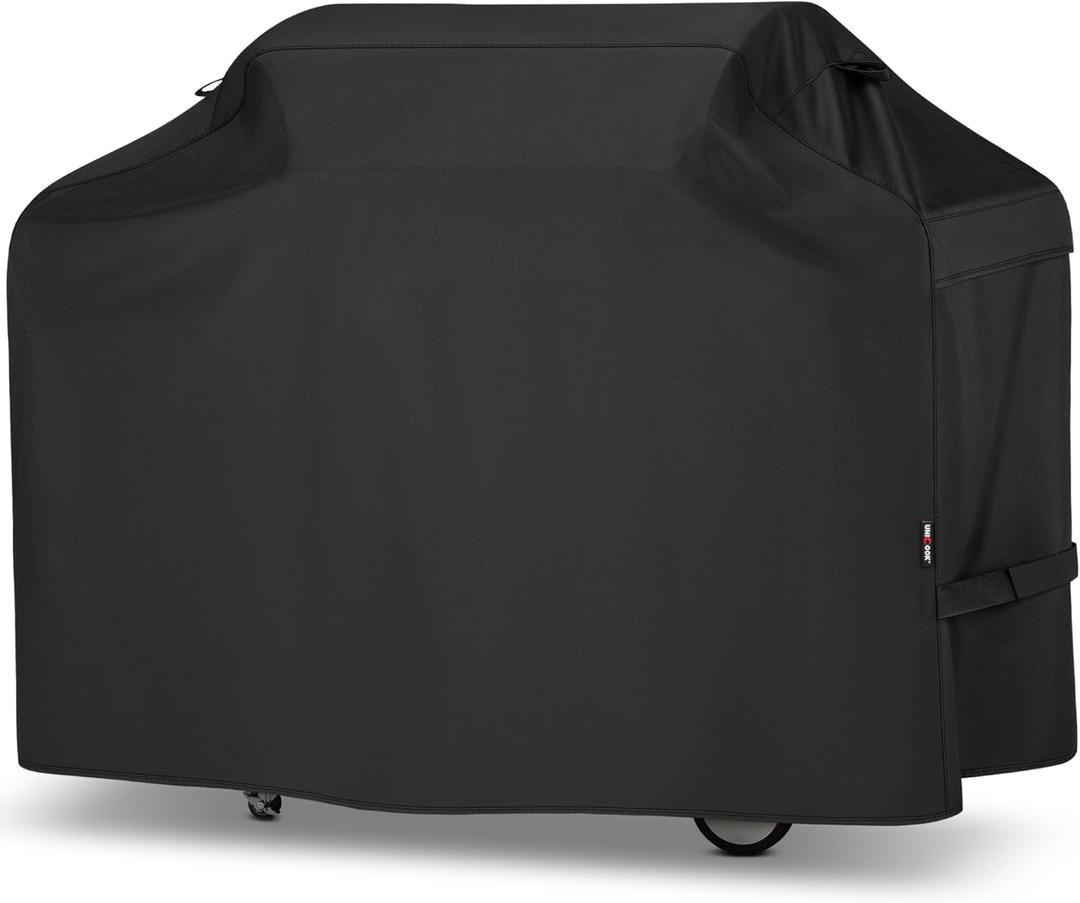 Unicook 82 Inch Grill Cover for Outdoor Grill, Oversized BBQ Cover with Side Handles and Air Vents, Heavy Duty Waterproof Fade Resistant, Compatible with Weber Charbroil Nexgrill Kenmore BBQs (Black)
