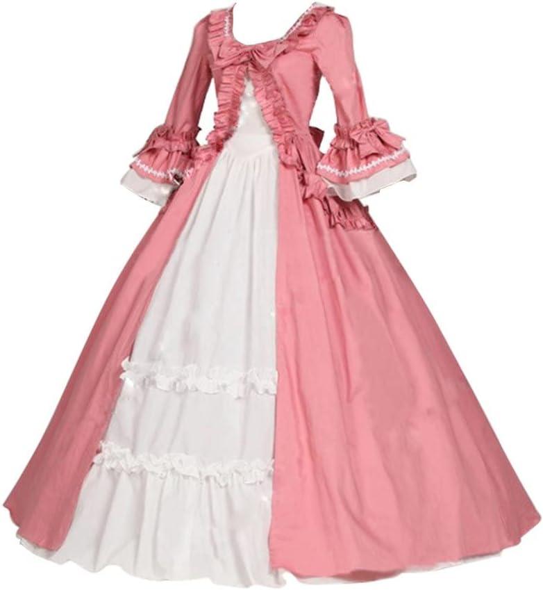 1791's lady Women's Victorian Rococo Dress Inspiration Maiden Costume (Red White, XS)