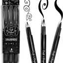 Craft 'n' Beyond Calligraphy Brush Pens Pack of 3 Small, Medium and Large Markers for Hand Lettering, Art Drawing, Sketching, Scrapbooking, Writing, Journaling - Beginner Kit with Fadeproof Black Ink