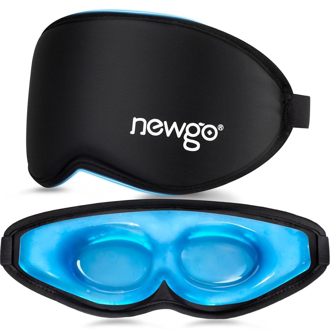 NEWGO 3D Cooling Sleep Mask, Weighted Cooling Gel Eye Mask for Sleeping, Cold Eye Mask, Hot Cold Therapy Blackout Sleep Mask for Puffiness, Dark Circles, Dry Eyes, Headaches and Stress Relief