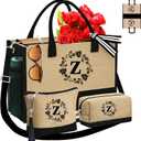 Monogrammed Tote Bags, 3Pcs Birthday Gifts for Women Initial Personalized Jute Tote Bags for Her Female Sister Mom