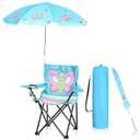 Burbell 1 Set Kids Beach Chair with Umbrella Child Folding Chair Umbrella with Universal Clamp for Children Beach Camping Patio Lawn Pool Travel Outdoor Indoor (Butterfly)