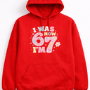 67 Hoodie Unisex with Funky 67 Print Meme Birthday Hoodie, Red, Size Medium