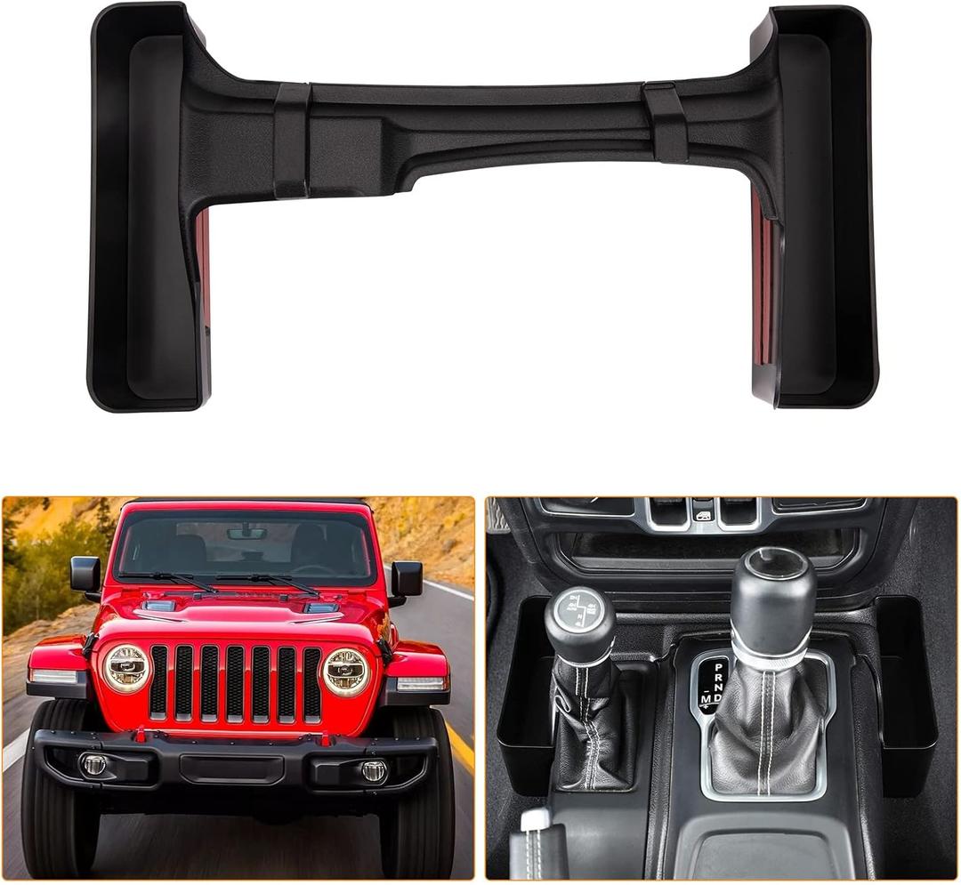KIWI MASTER Console Shifter Storage for 2018-2026 Jeep Wrangler JL Gladiator JT Gear Shift Storage Box Tray, JL JT Interior Accessories Parts, Black