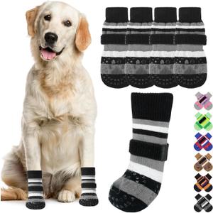 KOOLTAIL Dog Socks for Hot Pavement, Summer Dog shoes to Prevent Licking Paws for Hardwood Floor, Non Slip Double Sides Boots & Paw Protectors, Pet Grippy Booties for Small Medium Large Senior Dogs, L (Large(4 Pack))