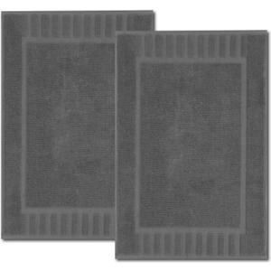White Classic Luxury Bath Mat Floor Towel Set - Absorbent Cotton Hotel Spa Shower/Bathtub Mats [Not a Bathroom Rug] 22"x34" | 2 Pack | Dark Gray