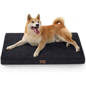 Bedsure ComfyFleece Dog Beds Large Sized Dog- Orthopedic Pet Beds for Crate with Removable Machine Cover, NOT Waterproof Egg Crate Foam Puppy Mat for Pets Up to 50 lbs, 35x22x2.8, NOT Chewproof