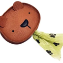 Bear-Shaped Dog Waste Bag Dispenser, Brown Leather, Portable Pet Poop Bag Holder,poop bag holders for leashes