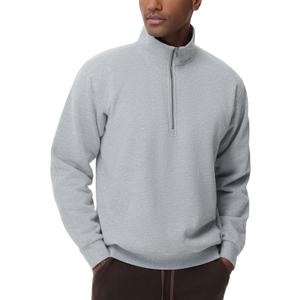 THE GYM PEOPLE Men's Half Zip Fleece Pullover Sweatshirts Midweight Mock Neck Workout Sweat Tops (Gray, S)