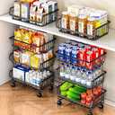 Gsiekare 3-Tier Rolling Pantry Organizer and Storage Cart with Wheels – Stackable Wire Snack Cart for Kitchen, Pantry Shelves and Storage Rack for Fruit, Vegetables, Onion, Potato (1 Pack)