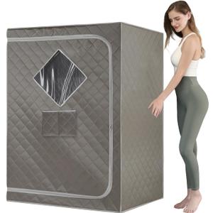 ZONEMEL Full Size Sauna Tent, Portable 1 or 2 Person Full Body Home Spa for Relaxation, Detox, Steamer not Included (L47.24 x W31.5 x H63,Dark Grey)