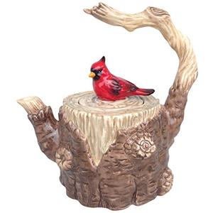 Blue Sky Ceramic Tree Stump Teapot, 9-inch Height
