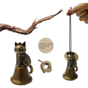 NIXUGUANG Brass Cat Wind Chime - Small Unique Outdoor Wind Chimes, Cat-Themed Garden & Porch Decor, Gift for Cat Lovers Women, Memorial Remembrance Ornaments (Type B)