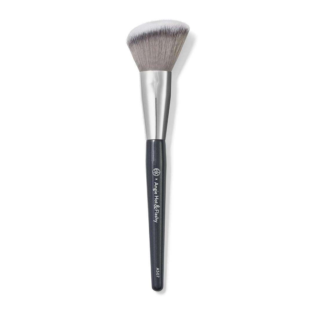 BK BEAUTY - ANGIE HOT & FLASHY A507 ANGLED BLUSH BRUSH  For Blush, Bronzer & Contour, Fluffy Angled Brush for Seamless, Streak-Free Finish