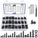 1840PCS Metric Screw Assortment Kit, M2 M3 M4 M5 Hex Button Head Cap Bolts and Nuts Kit, Grade 10.9 Alloy Steel Hex Socket Bolts Nuts Kit with Flat&Lock Washers&Hex Wrenches
