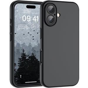 SUPFINE Designed for iPhone 16 Plus Case,Premium Liquid Silicone with [Soft Anti-Scratch Microfiber Lining][Upgraded Camera Protection] Slim Shockproof Protective Phone Case for Men Women Girls,Black