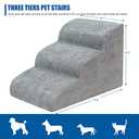 Dog Stairs for Small Dogs - High Density Foam Dog Ramp, Extra Wide Pet Steps with Non-Slip Bottom for High Beds, Couche and Sofa, Best for Dogs Injured, Older Doggy Cats (Grey, 3 Steps)