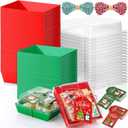 Yaomiao 100 Pcs Christmas Charcuterie Boxes with Ropes Cards, Christmas Food Box with Clear Lids, Disposable Paper Bakery Square Dessert Containers for Xmas Party Favor Cookie Cake Sandwich (Classic)