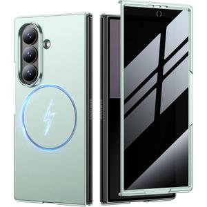 LEKEVO Magnetic for Samsung Galaxy Z Fold 7 Case [Compatible with MagSafe][Built-in Privacy Screen Protector] Slim Hard PC Thin Shockproof Protective Phone Cases for Samsung Galaxy Z Fold 7, Mint