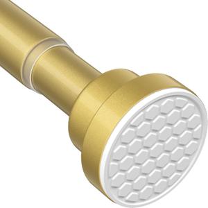 1 Pack Gold Spring Tension Curtain Rod 30-64 Inches, 7/8" inch Adjustable Curtain Rod No Drill, Anti-slip Spring Curtain Rod for Windows Bathroom Kitchen Closet Doorway