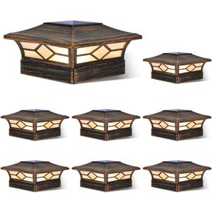 Solar Post Cap Lights Outdoor 8pack, Waterproof Solar Powered Deck Fence Post Lights for 4x4 Wood/Vinyl Posts, Solar Outdoor LED Light with Cool/Warm Lighting (Brushed Copper, 8pack) Solar Post Cap Lights Outdoor 8pack, Waterproof Solar Powered Deck Fence Post Lights for 4x4 Wood/Vinyl Posts, Solar Outdoor LED Light with Cool/Warm Lighting (Brushed Copper, 8pack)