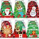 Locmeo 12 Pcs Christmas Drawstring Gift Bags Christmas Wrap Bags Sack Polyester Gift Wrapping Backpack with Wearable Drawstring for Holiday