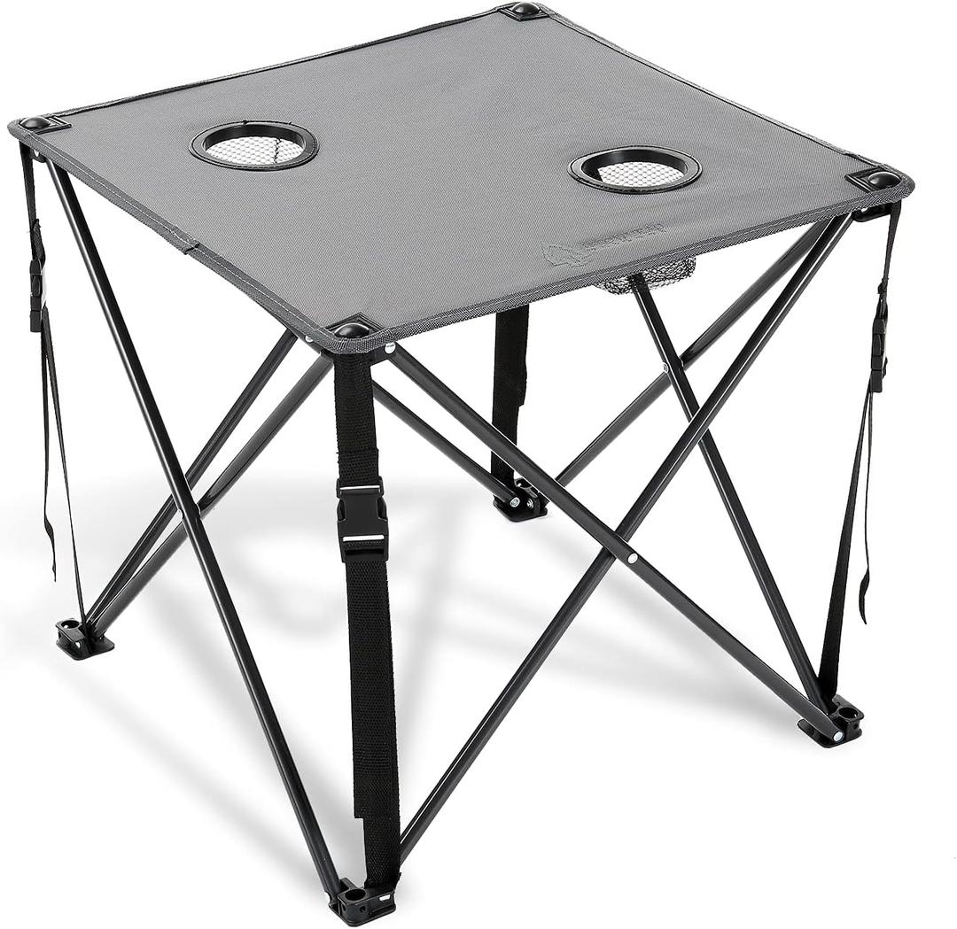 ARROWHEAD OUTDOOR 26 (66cm) Portable Camping Folding Table, 2 Cup Holders, Square, Carrying Case, Steel Frame, High-Grade 600D Canvas, 24" Square Table