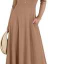 ANRABESS Women's Long Sleeve Maxi Dress 2026 Spring Casual Button Fit & Flare A-Line Flowy Dress for Office Daily Wear M