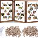53"x23"Photo Display Board with Clip, 3 Panel Freestanding Picture Frame, 53.14 x 23.62 inches