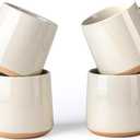 GBHOME Ceramic Coffee Mugs Set of 4, 17oz Handmade Ceramic Coffee Mugs Set with Terracotta Underside for Latte/Tea/Beer/Hot Cocoa, Dishwasher & Microwave Safe (Beige)