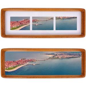 4x12 Collage Picture Frame Teak Wood, Multiple Four 2x3 Photos or 4x12 without Mat, Rustic Photo Frame with Tempered Glass Hanging or Tabletop Displaying Horizontally or Vertically