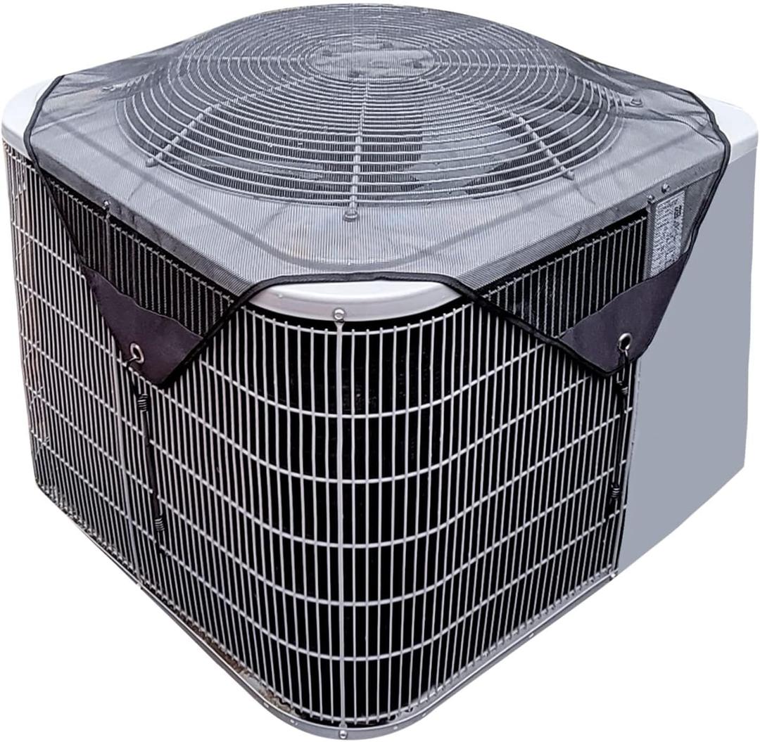 Air Conditioner Covers for Outside Units Central Ac Cover Leaf Guard Heavy Duty Mesh AC Defender for Outdoor Square Units, All Season Black ( 32 x 32 inch Mesh)
