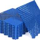 12Pack Modular Interlocking Grille Tile 12"x12"x0.66" Heavy Duty Mat for Garage Flooring Car Washing Facility Drain Balcony Yard Deck Floor (Blue)