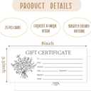 Blank Gift Certificates, 25 Bouquet Gift Certificate Cards for Business, Spa, Salon, Massage, Restaurants, Custom Client Vouchers for Birthday, Work Card -01