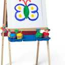 Melissa & Doug Deluxe Wooden Art Easel for Kids with Dry-Erase Board, Chalkboard & Drawing Paper Roller, Folding Double-Sided Toddler Easel, Preschool Learning Toys for Girls & Boys Ages 3+, 47" H x 27" W x 26" L