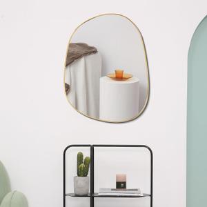 ELEHUME Asymmetrical Mirror for Wall Decor 23"*30", Modern Gold Framed Wall Mirror for Living Room Bathroom Bedroom Entryway ELE-STOU-0064Gold
