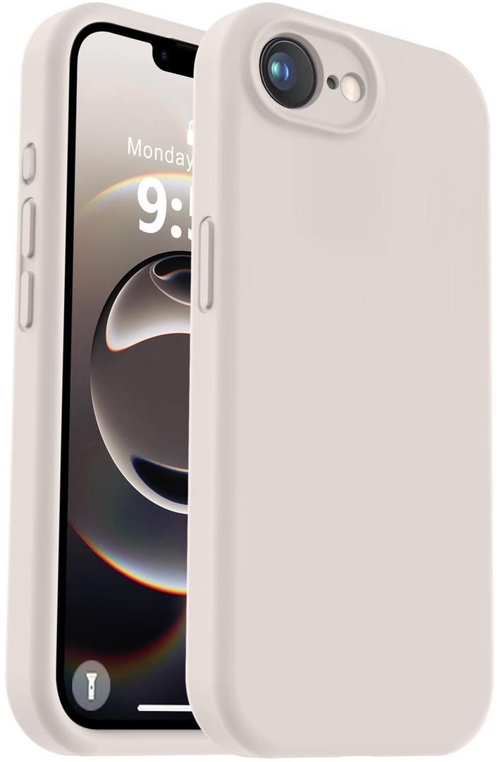 Vooii Compatible with iPhone 16e Case, Liquid Silicone Upgrade [Camera Protection] [Soft Anti-Scratch Microfiber Lining] Shockproof Phone Case for iPhone 16e 6.1 inch - Stone