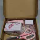 Pink Desk Accessories, Pink Office Supplies Set with Stapler, Tape Dispenser, Staple Remover, Pen Holder, Scissor, Binder/Paper Clips, Ballpoint Pen, Clear Tape and 1000pcs Staples
