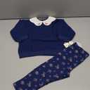 Little Me Clothes for Baby Girls' Navy 2-Piece Sweatshirt Set, Blue, 18 Months