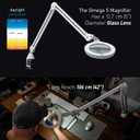 Omega 5 - Premium LED Magnifying Lamp with Interchangeable Glass Lenses, Adjustable Arm, and Dimmer Switch for Professionals in Health & Beauty, Model Making, and Low Vision Applications