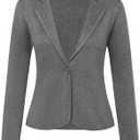 GRACE KARIN Women Sweater Blazer Casual Work Croppped Cardigan Lightweight Button Front Short Knit Blazer Jacket  (Medium Grey)