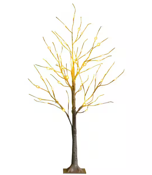 4 ft. White Pre-Lit Twig Birch Artificial Christmas Tree for Christmas Holiday with 48 LED Lights