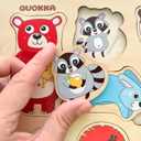 QUOKKA Wooden Puzzles for Toddlers Ages 1-3-5  Animal Peg Puzzles for Kids 2-4 Years Old  Set of 3 Wood Learning Travel Toys for Children  Gift Educational Game for Boys and Girls