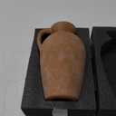 White Ceramic vase with Handle, 10inch Boho Unique Textured Pottery, Rustic Farmhouse Decorative Terracotta vases for Flowers, Centerpieces, Living Room. (Athenia)