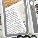 AKKYCVS Magnifying Glass with Light, Rechargeable 5X Large Page Magnifier for Reading, Folding Handheld Dimmable, LED Lighted Rectangle Magnifier for Reading Book Small Print for Seniors Low Vision