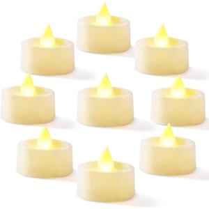 Homemory 24-Pack Flameless LED Tea Lights Candles Battery Operated, 200+Hour Fake Electric Candles TeaLights for Votive, Halloween, Ofrenda, Diya, Wedding Centerpiece Table Decor, Funeral, Christmas (Warm White Light, White Base)